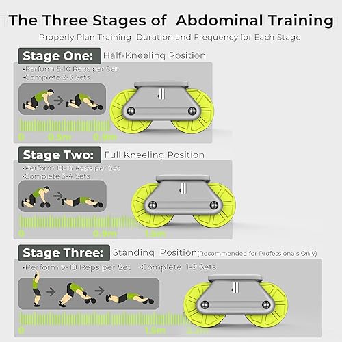 Miniatura 6 de Rueda de rodillo abdominal para entrenamiento de núcleo, kit de rueda abdominal de rebote automático, equipo de ejercicio para entrenamiento de