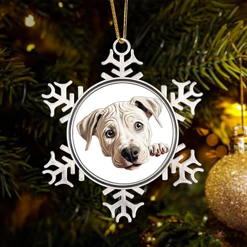 CowkissSign Dogo Argentino Christmas Ornament - Christmas Snowflake Ornament - Dogo Argentino Cute Funny Peeking Dog Puppy Christmas Stocking