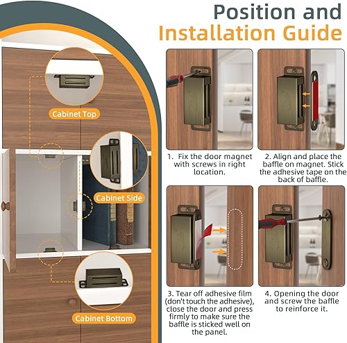 Miniatura 3 de Jiayi P - Cierres magnéticos para puerta de escritorio, cierre magnético para armario, cierre magnético de bronce para armario de cocina o armario