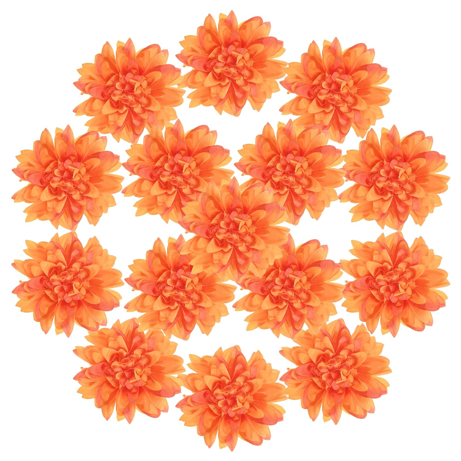 M METERXITY 15-Pack Artificial Flowers 3.54in/90mm Silk, Orange