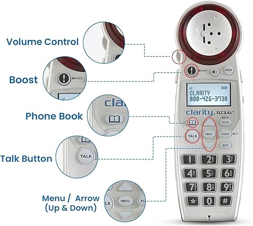Miniatura 2 de Clarity XLC3.4+ - Teléfono fijo inalámbrico amplificado para personas mayores, ancianos, con problemas auditivos, con discapacidad auditiva |