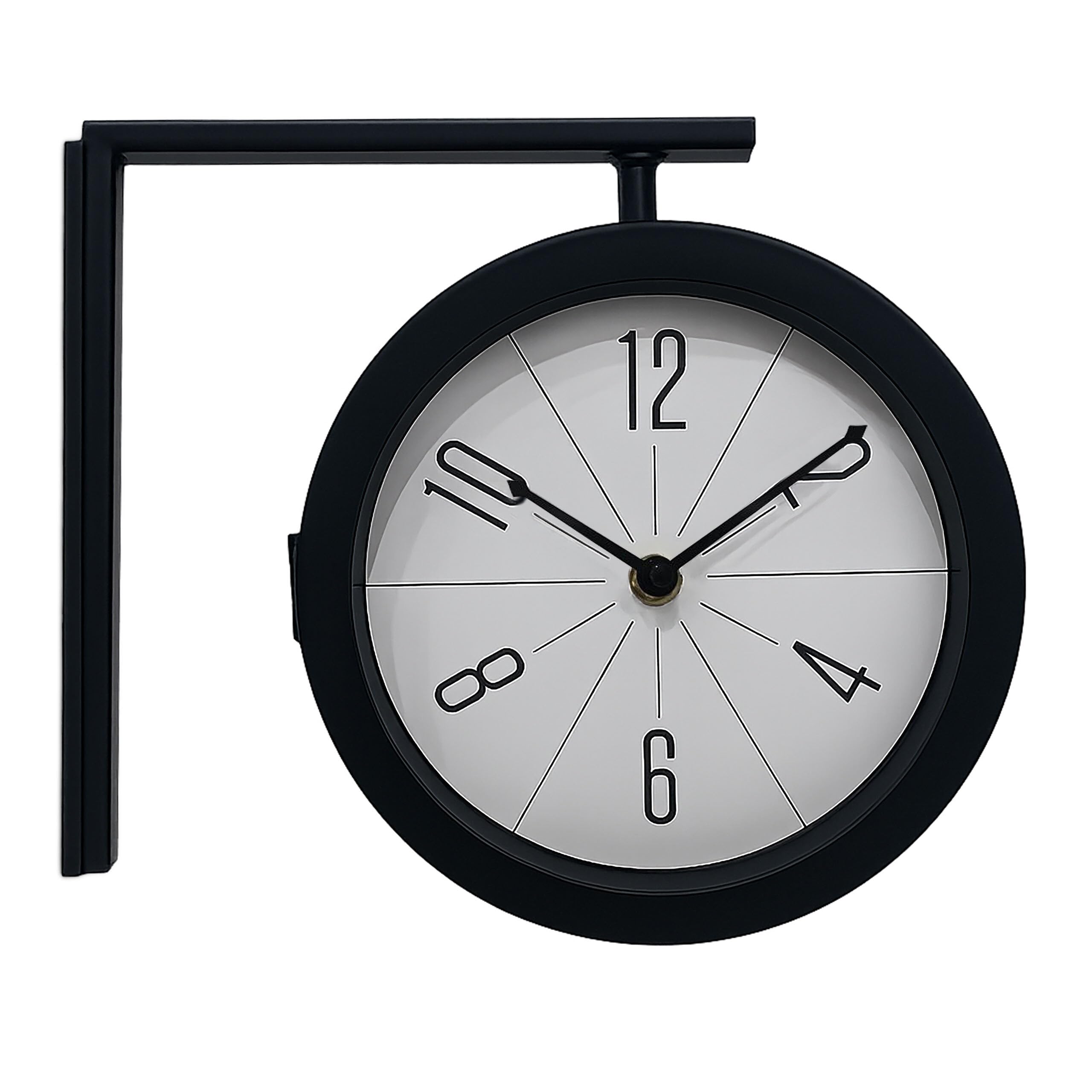 Horloge de gare double face noire pour un salon style industriel