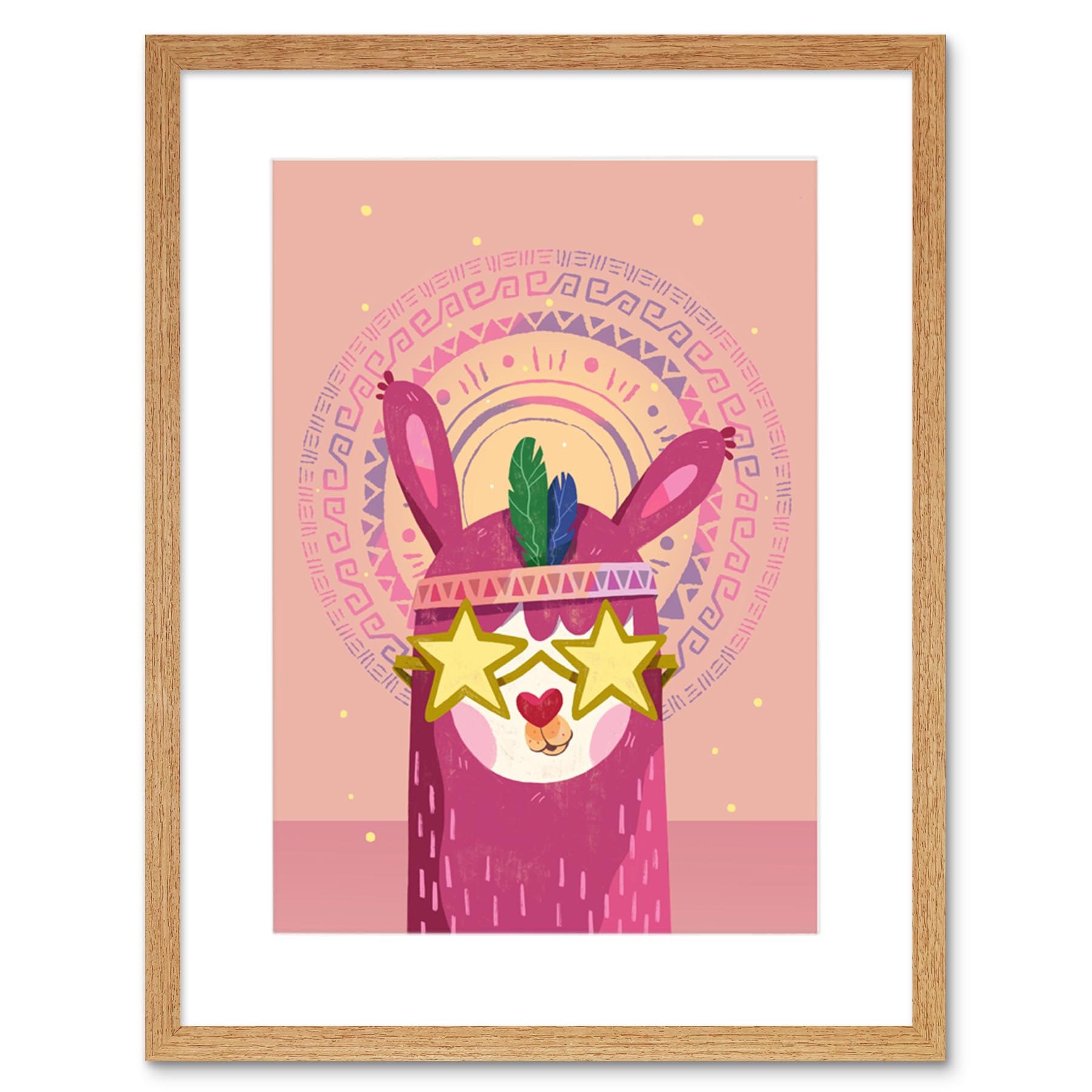 Wee Blue Coo Llama Pink Fashion Framed Wall Art Print