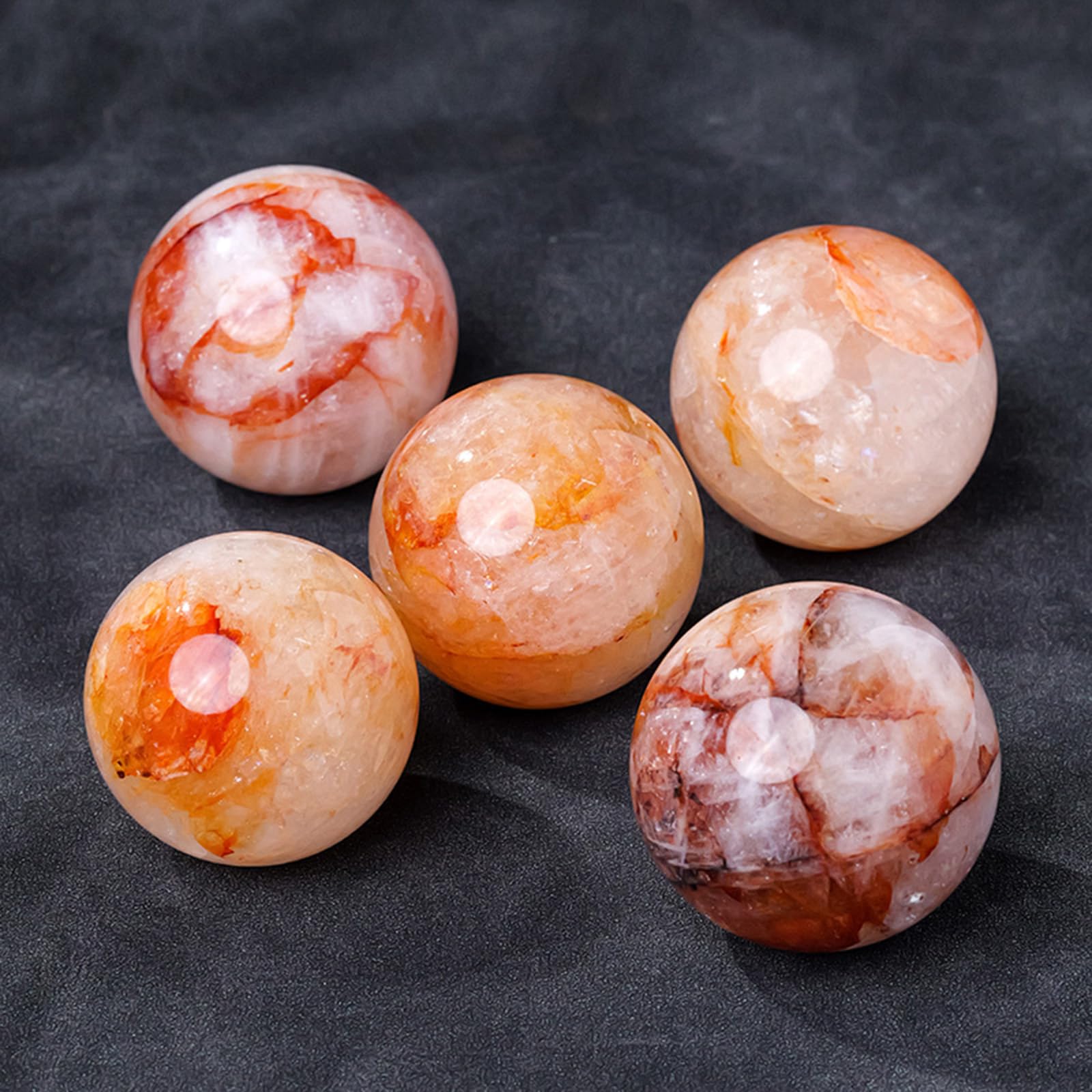 Bola de Cristal de Flor de Goma Roja Natural, Bola de Adivinación Pulida, Bola de Piedras Preciosas, Especímenes Minerales, Bola de Decoración para El Hogar y La Oficina,45~50mm