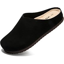 Womens Solid Color Slip-On Clogs, Comfortable Mules | Soft Suede Upper Arch Support Cork Footbed Slip On Minimalist Non Slip Thick Sole Lightweight