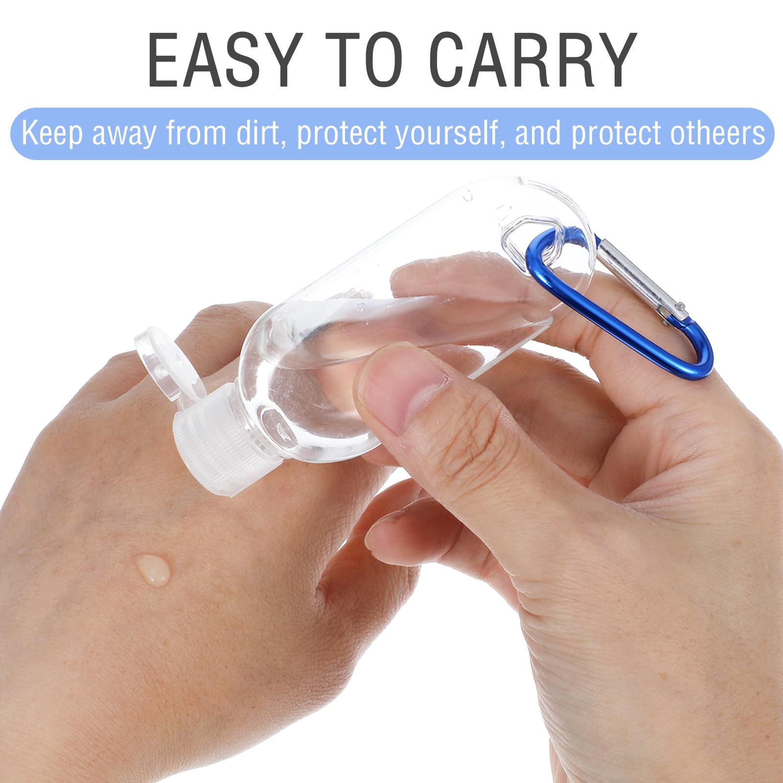 Tucnoeu Hand Sanitizer Keychain 10 Pcs Travel Bottles with Keychain,1.7oz (50ml) Portable Plastic Leakproof Squeeze Bottles Kits with Flip Cap for Home Office Outdoor - Image 4