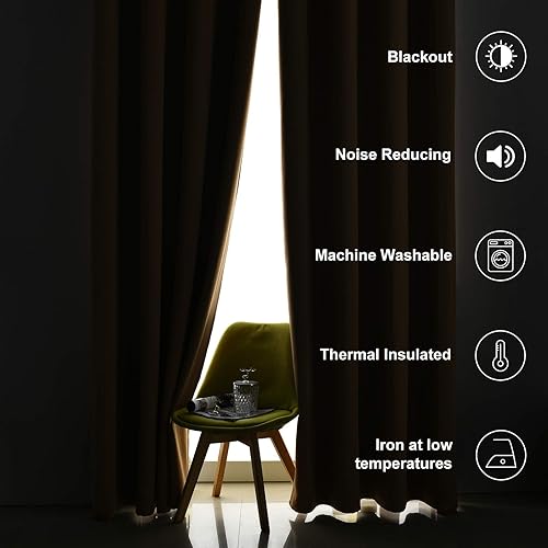 Miniatura 6 de Cortinas opacas para ventana con aislamiento térmico y ojales sólidos, extra anchas para puertas correderas, juego de 2 paneles de cortina de 108