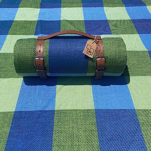 Mh Mediterraneanhabitat Coperta da picnic Impermeabile 200 x 200, Coperta Impermeabile - T Telo per Campeggio da Terra - Telo Pic Nic Bambini - Coperte Pic Nic Impermeabili (Blue e Verd)