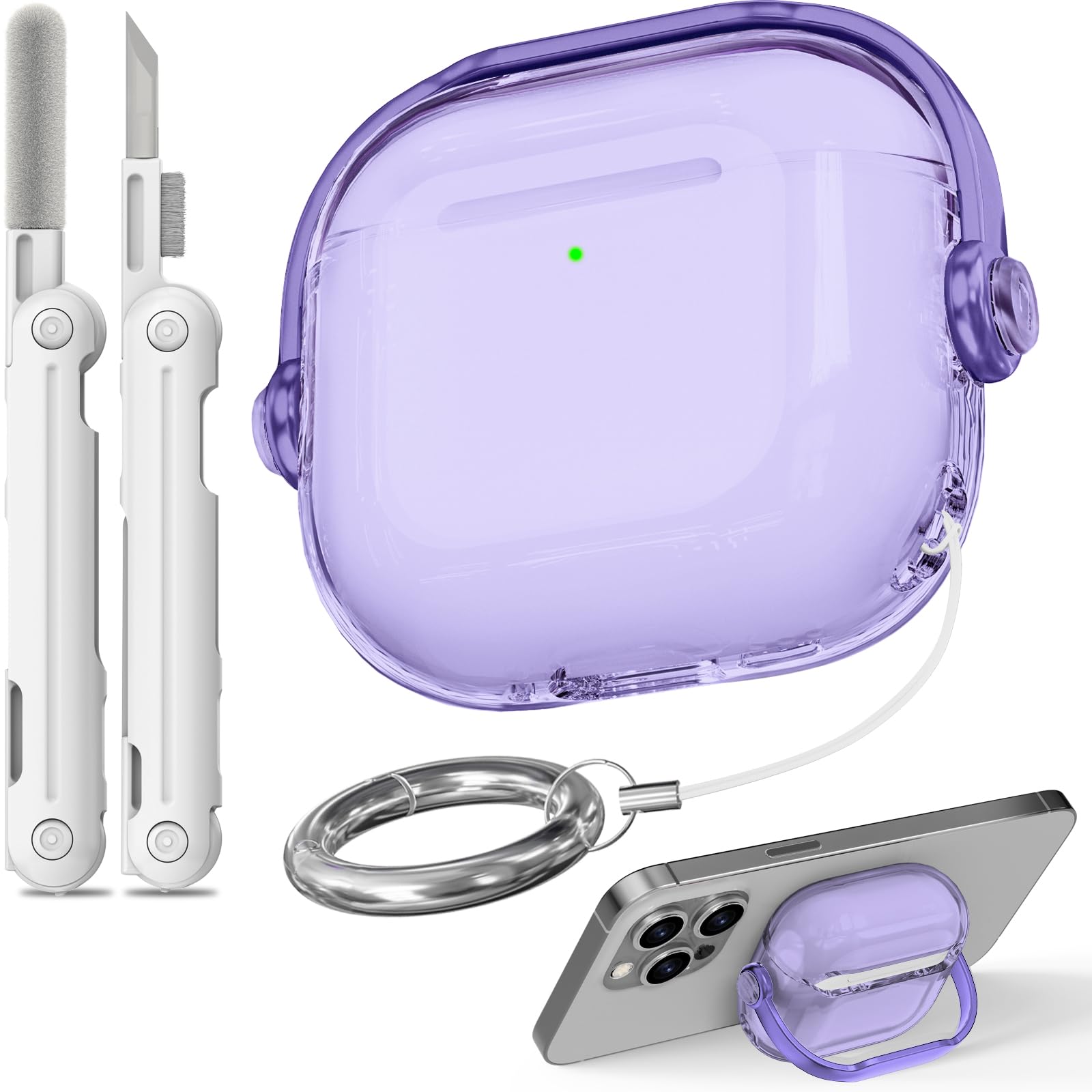 Safety Lock for Airpods 4 Case,TPU Clear Case for Apple Airpods 4 Case 2024 USB-C with Cleaner Kit, Drop Protection Airpods 4 Case Cover for Men for