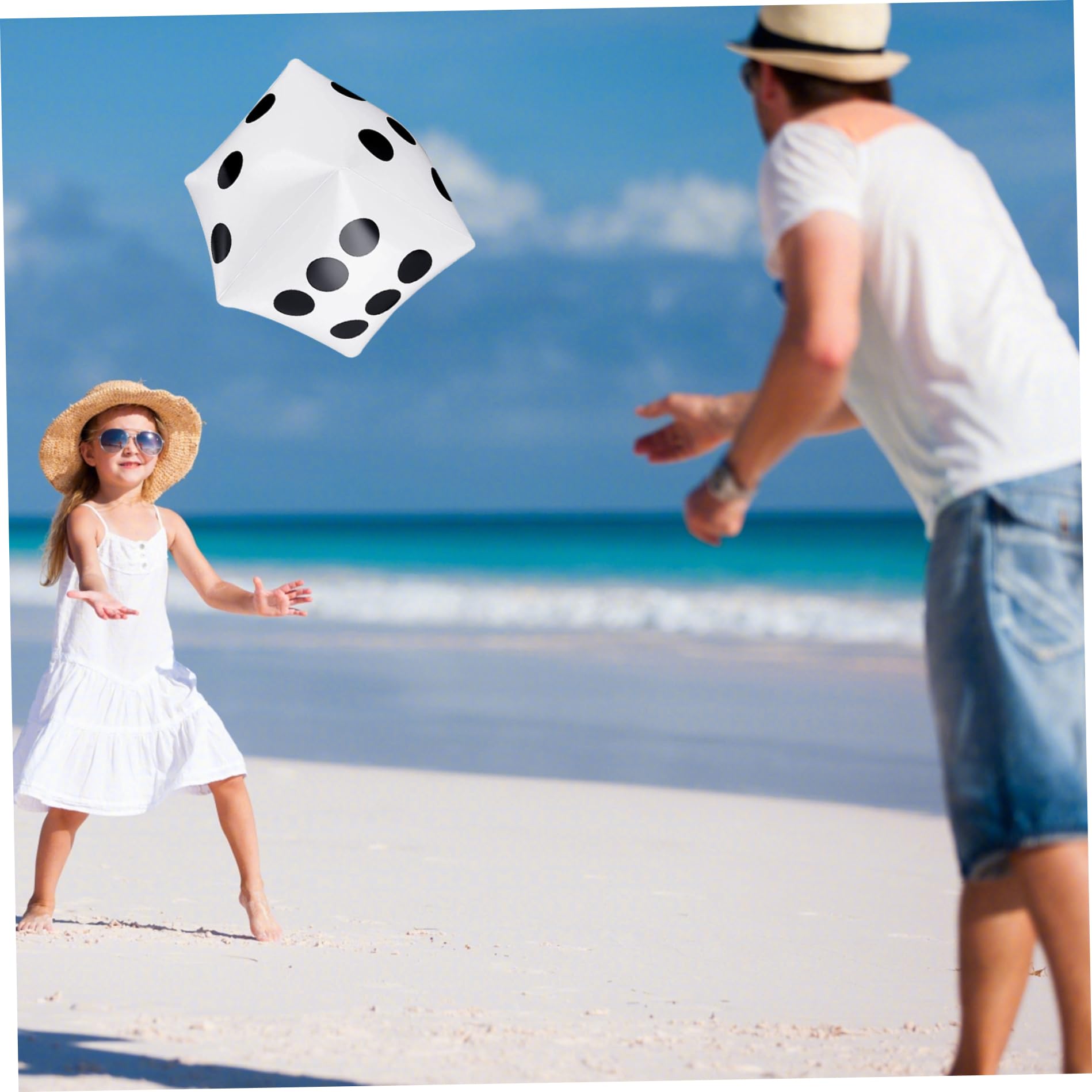 Dadi gonfiabili 2 pezzi 11,8x11,8 pollici Dadi grandi Dadi gonfiabili grandi in PVC per giochi di società in piscina per interni ed esterni Dadi gonfiabili bianchi Dadi grandi Dadi grandi Giochi di so