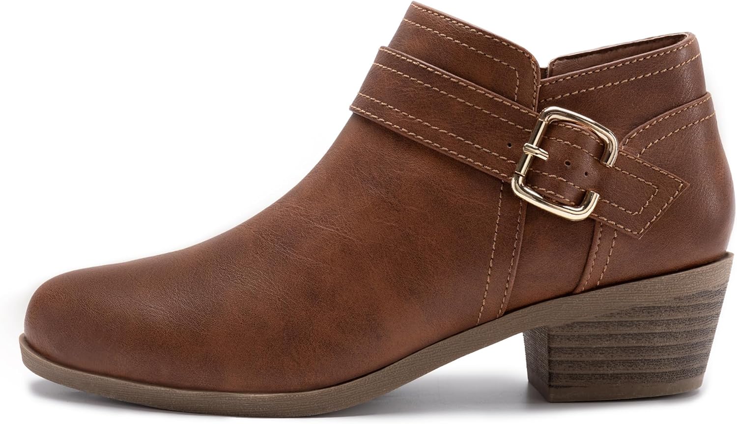 Athlefit Women's Chunky Low Heel Ankle Boots Classic Pointed Toe Side Zipper Booties - Image 3