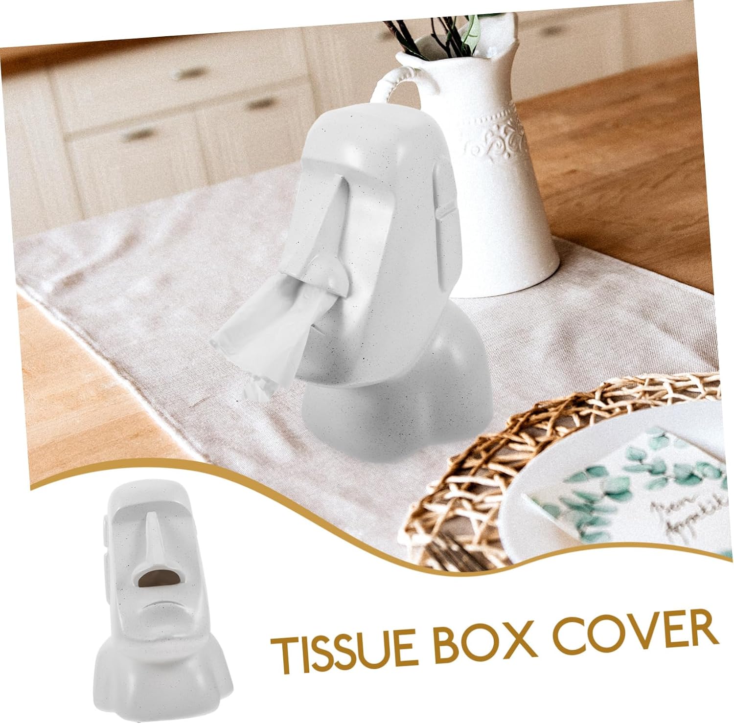 Moai Tissue Holder Resin Statue Cover for Bathroom Tissue Box image 2