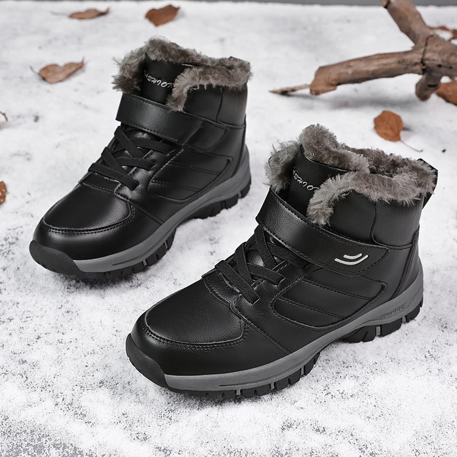 Paio di Modelli da Donna di Mezza età e Anziani Alti Caldi più Velluto Ispessimento Antiscivolo Indossare Comodi Stivali da Neve Scarpe di Cotone Stivali Acqua Alta Alti Scarpe Anfibi Donna