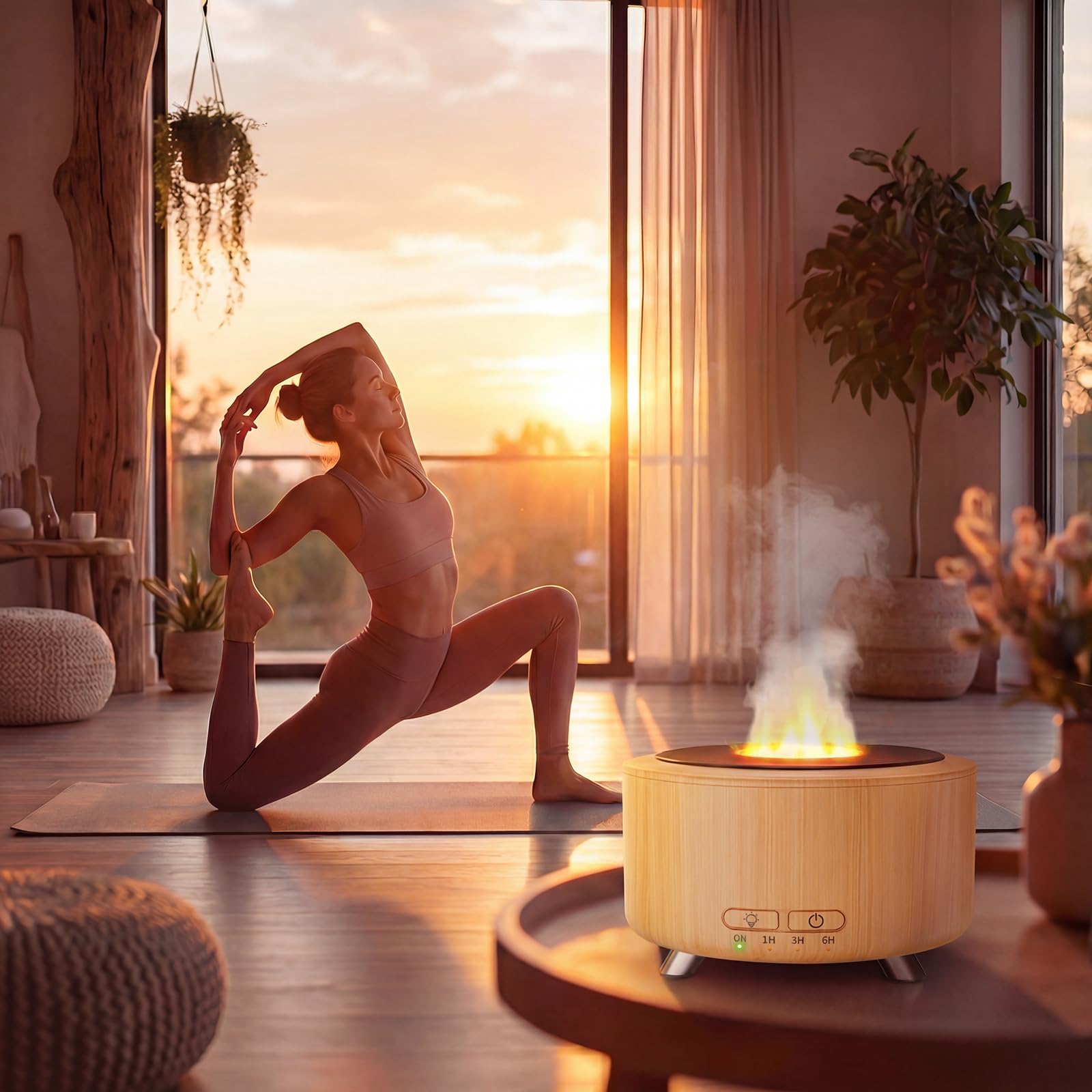 Diffusers for Essential Oils, 500ML Essential Oil Diffusers for Office Room Yoga, Diffuseur d'Huile Essentiel with Auto-Off Function, 9 Colors LED Night Light, Light Wood - 5