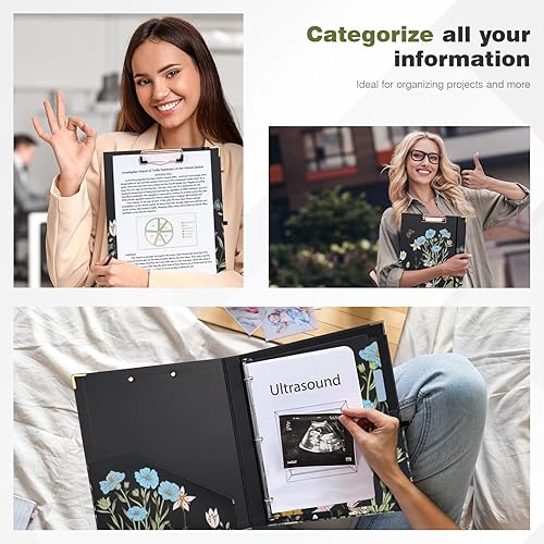 Miniatura 35 de Ospelelf Mini 3 Ring Binder, 2 Inch, Cute Pink Marble Binder for 5.5" x 8.5" with 5 Tab Dividers, File Folder Labels and Low Profile Clipboards