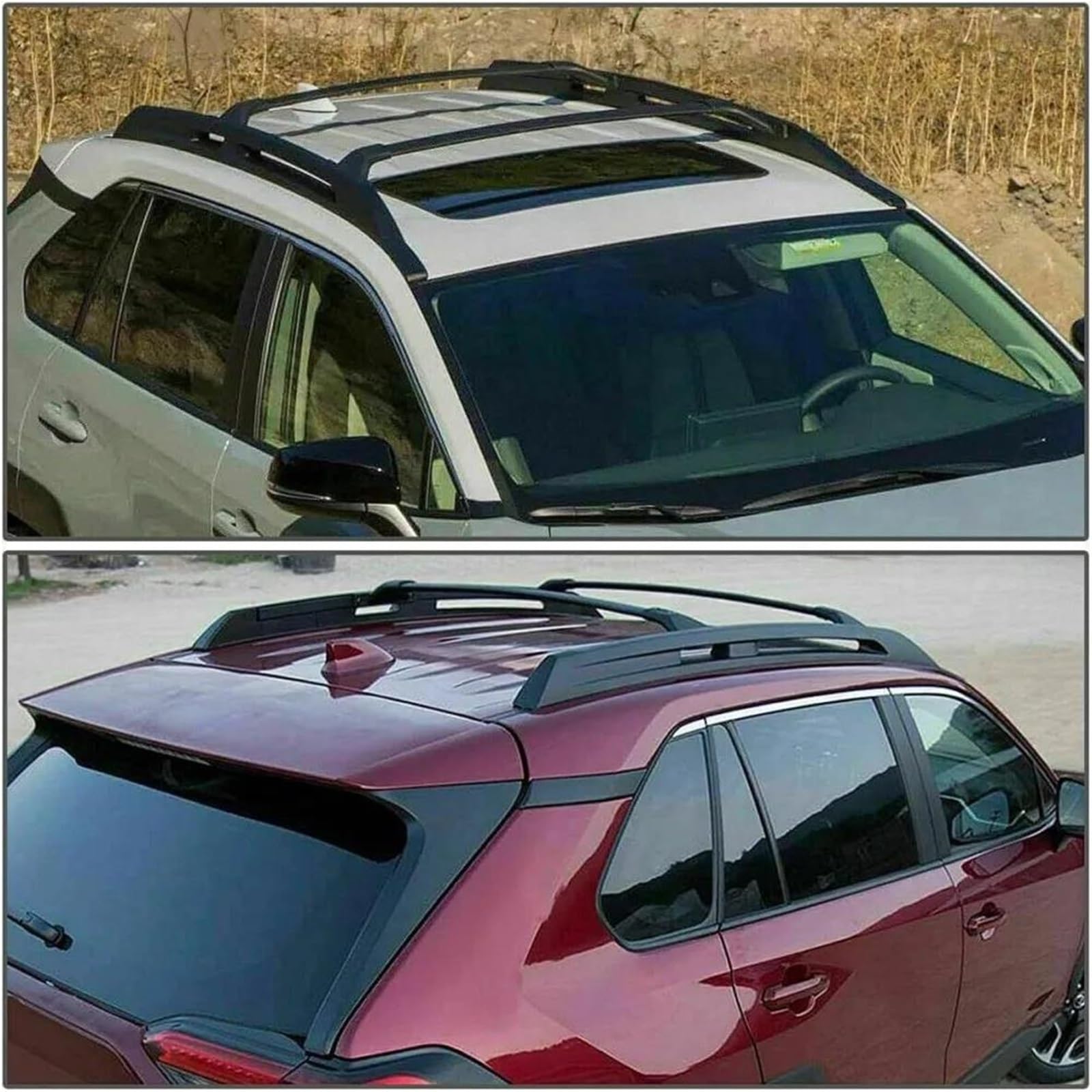 Barras Techo Coche Barras Cruzadas para Techo De Coche para Toyota para RAV4 2019-2025 Rieles para Canoa Barra Transversal Portadora Aluminio Negro
