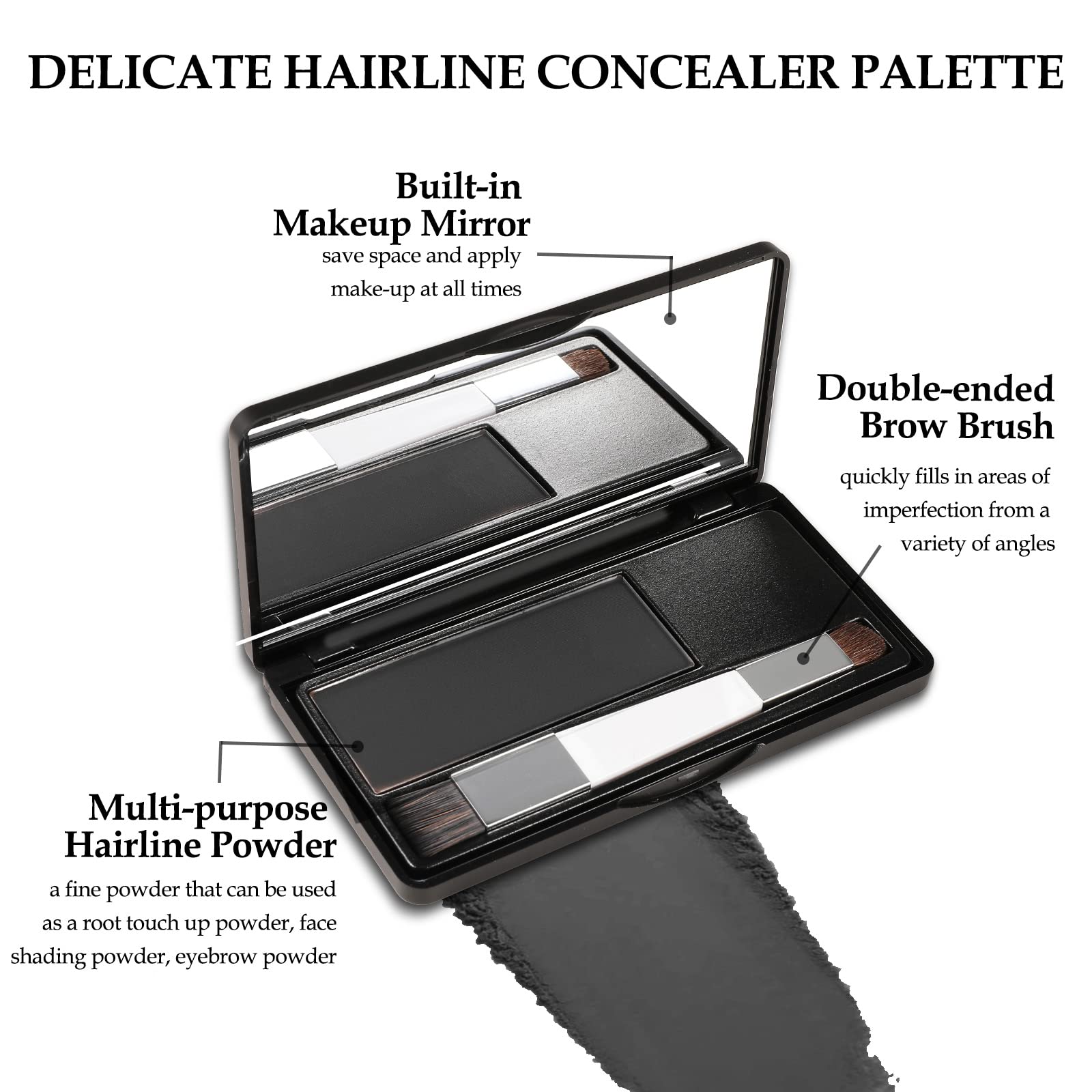 Boobeen Ensemble de poudre d'ombre à cheveux multi-usages, poudre de retouche de racine, palette de correcteur temporaire avec pinceau de maquillage, couvre instantanément la couleur des cheveux