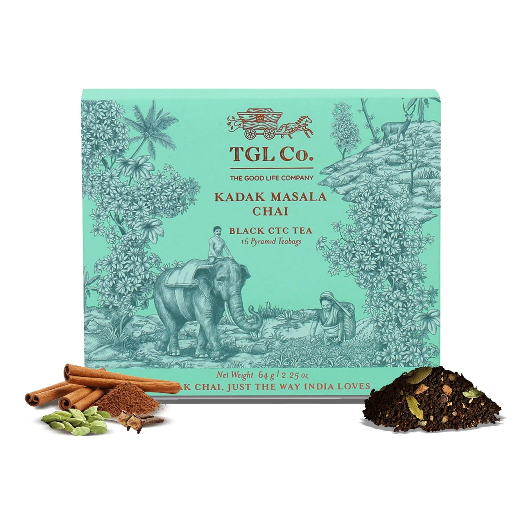 TGL Co. Kadak Masala Chai (16 Tea Bags) | Immunity Booster | Anti-Inflammatory & Antibacterial Properties | Bold & Spiced Flavor | Supports Digestion | Aromatic Indian Chai Blend