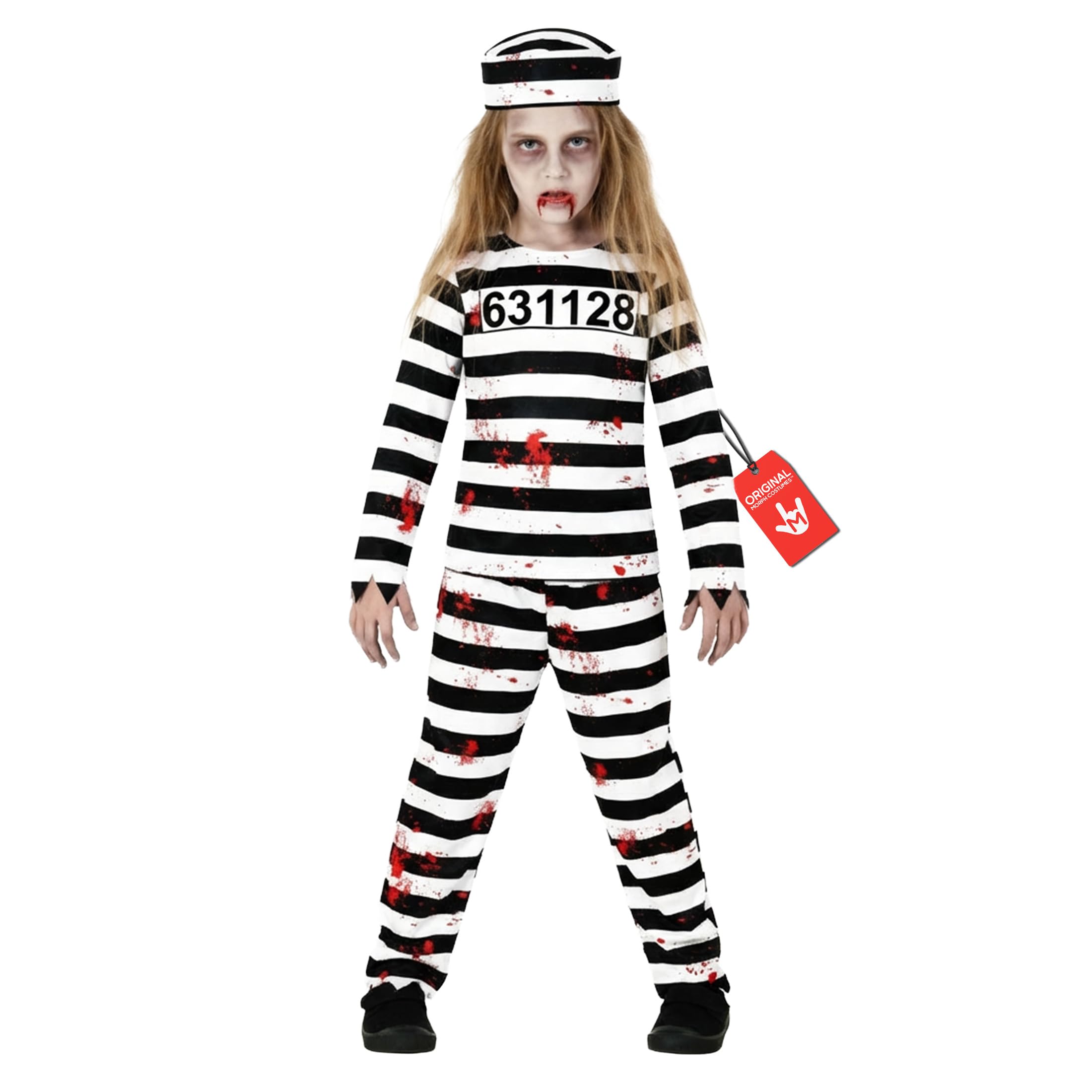 Morph Costume Carcerato Bambino - Vestito Halloween Zombie E Ladro Per Bambini, Abito Per Feste E Party Di Halloween, 12-14 Anni-image
