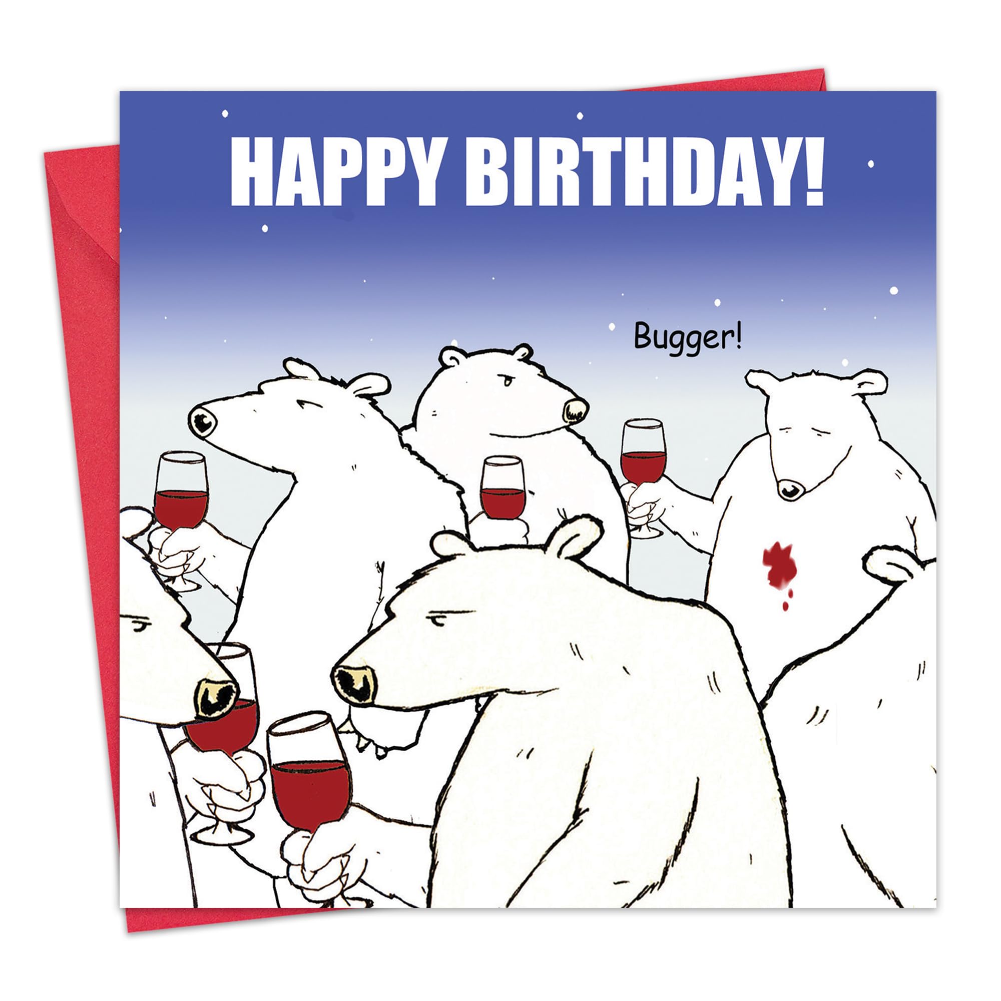 Tarjeta De Navidad Divertida | Oso Polar Con Vino | Tarjeta Festiva | Felicitación Navideña | Regalo Para Él O Ella