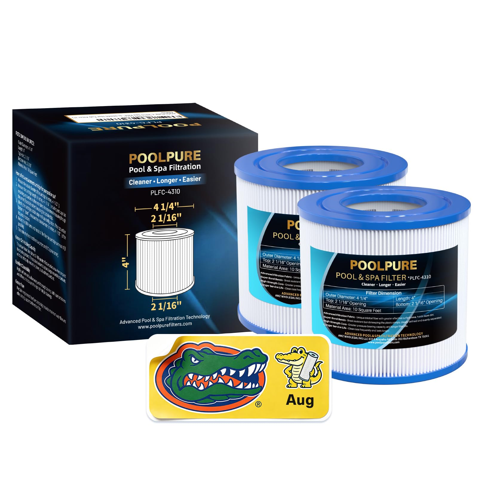 POOLPURE Lot de 2 filtres Spa de Rechange pour PWW10, Unicel C-4310, Filbur FC-3077, Excel Filters XLS-435, Aladdin 11003, Baleen AK-3006, Darlly 40101, Thermo Spa FL1003, SD-00260