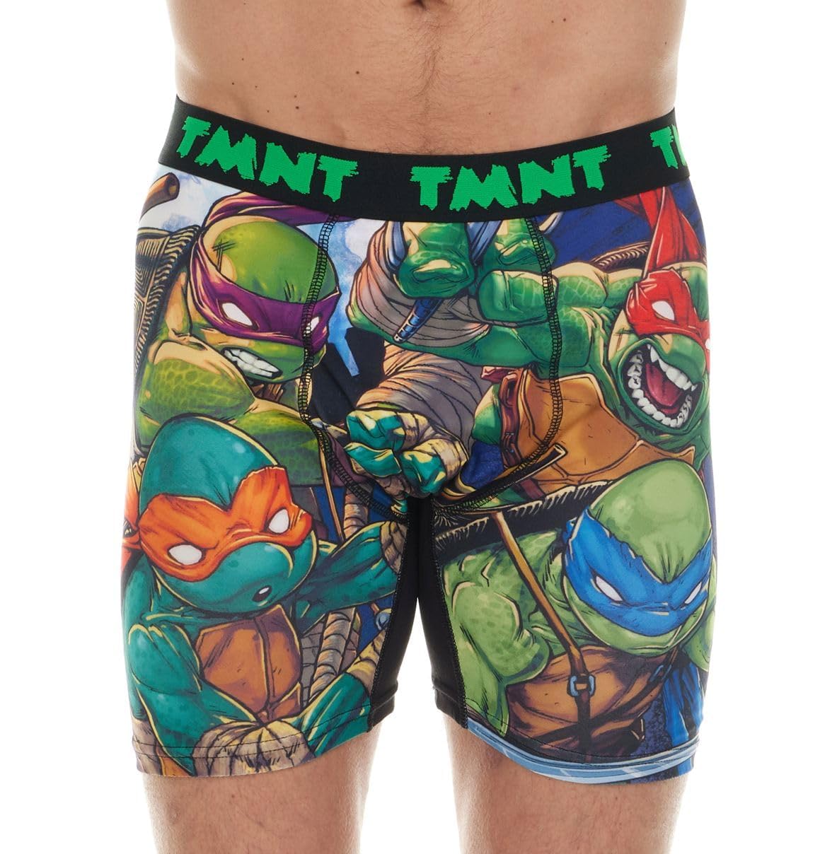 COCO BRANDS Teenage Mutant Ninja Turtles Mens Boxer Briefs - 1/2Pack No Fly Anti-Chafing Comfort Shaped/Lined Crotch Boxers, Multi Tmnt Anime Style-1pk, S