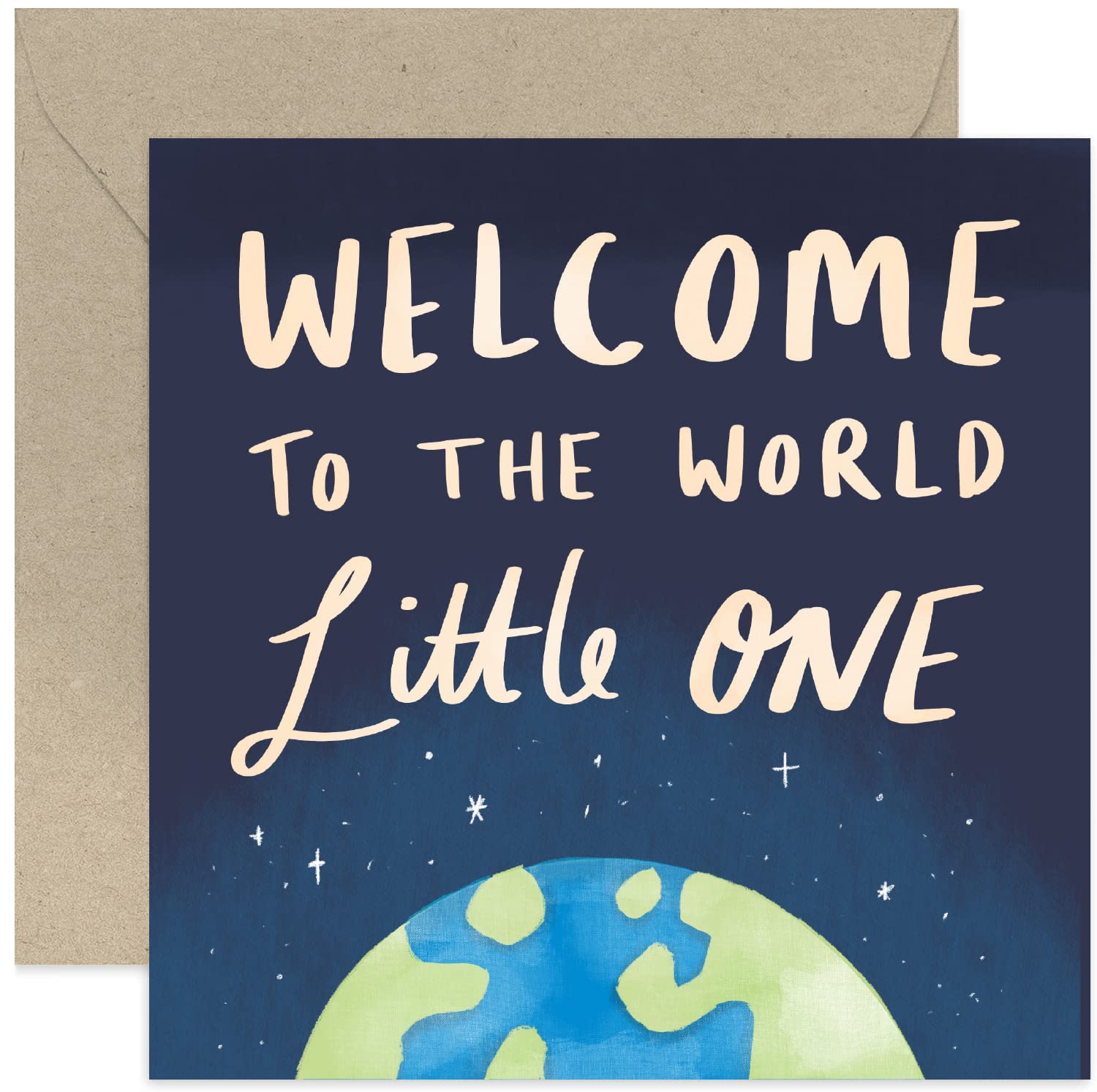 Old English Co. Welcome To The World Little One New Baby Card for Boy or Girl - Cute Congratulations Card for New Parents or Grandparents - Baby Girl or Boy Greeting Card | Blank Inside with Envelope