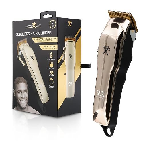 Cutting Edge Hair Clippers, Cordless Rechargeable Hair Clipper for Men & Women, Adjustable Taper, 6 Guide Combs, Hypoallergenic & Heat-Resistant Ceramic Blades, LCD Display, 90 Minute Run-Time