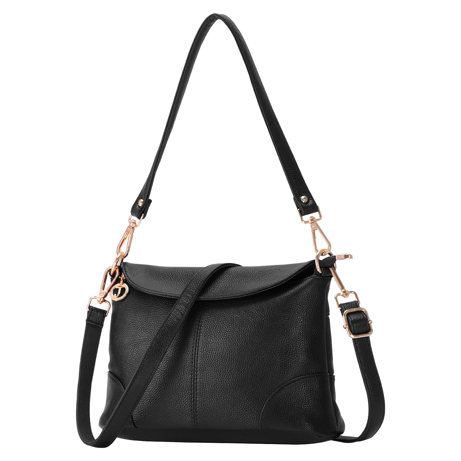 HUA ANGEL Crossbody Bags for Women, Leather Shoulder Purse Bag with 2 Removable Straps, Multi Pocket Trendy Hobo Bag Satchel