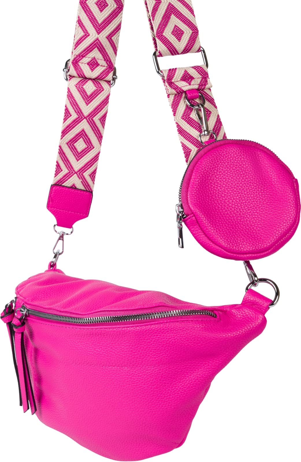 styleBREAKER Bolso bandolera media luna para mujer,Pink