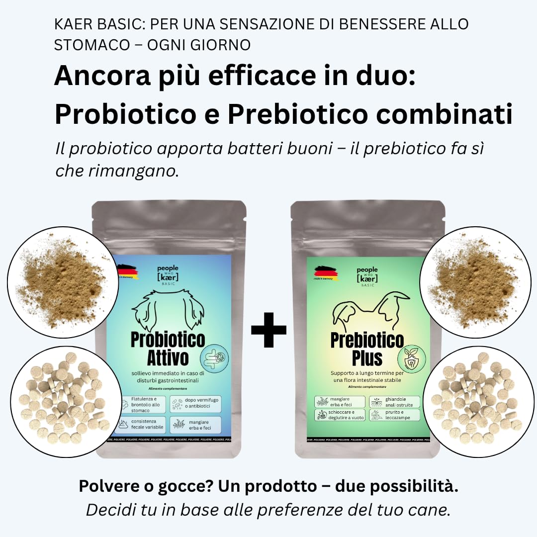 Probiotici per Cani con Batteri Vivi – Fermenti Lattici in Polvere per Flora Intestinale, Disintossicazione intestinale e in caso di diarrea, Gonfiore e Cura Post Antibiotici 500g