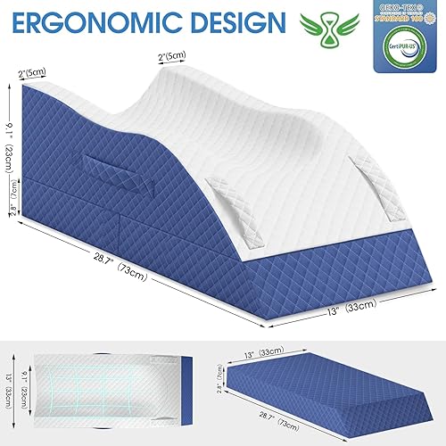 Miniatura 2 de Almohadas de elevación para pierna después de la cirugía, almohada de cuña ajustable de espuma viscoelástica para lesiones o descanso, almohada de