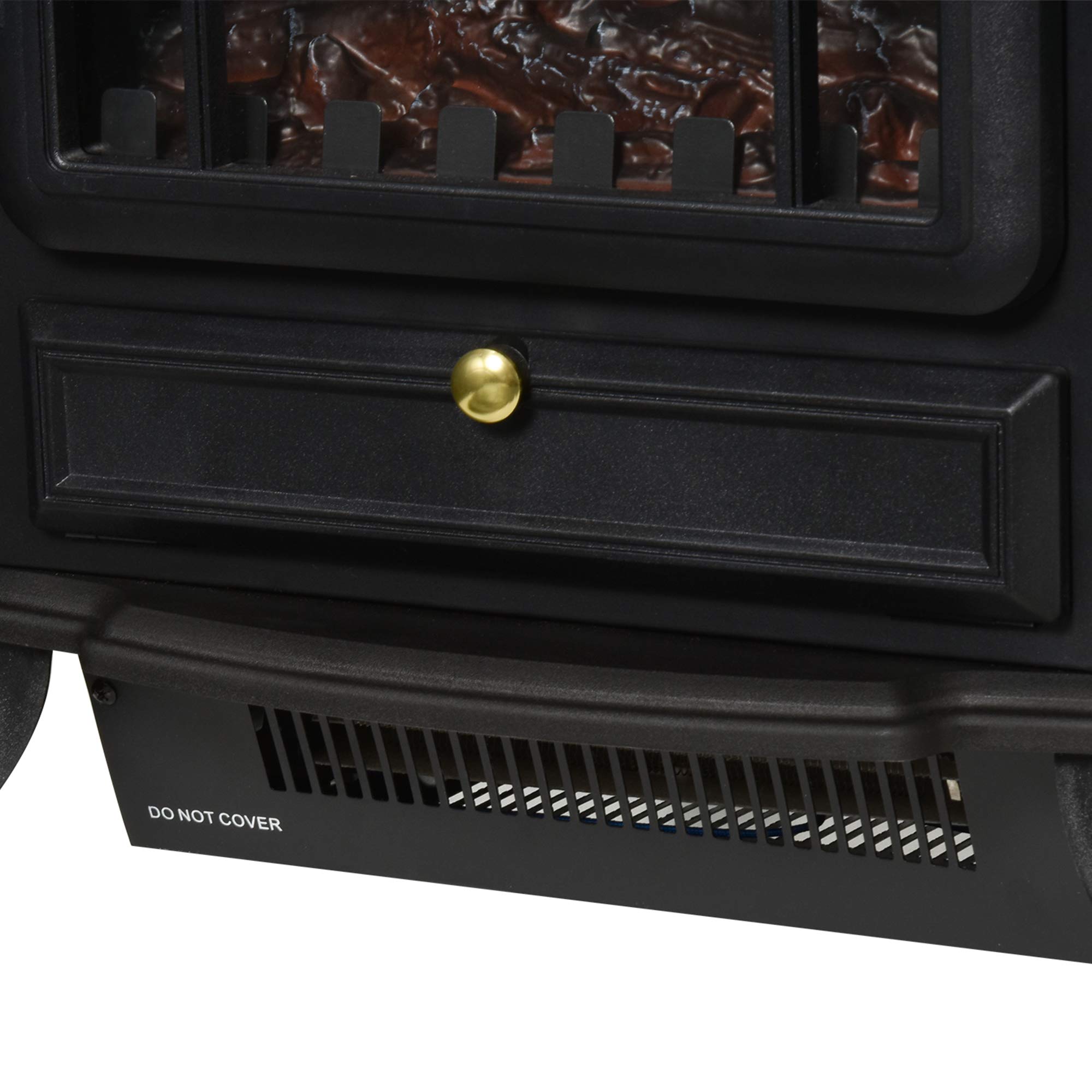 HOMCOM Camino Elettrico da Terra con Effetto Fiamma, Caminetto Elettrico 1000W /2000W con Protezione da Surriscaldamento e Termostato, in ABS e Vetro, 45x28x54cm, Nero