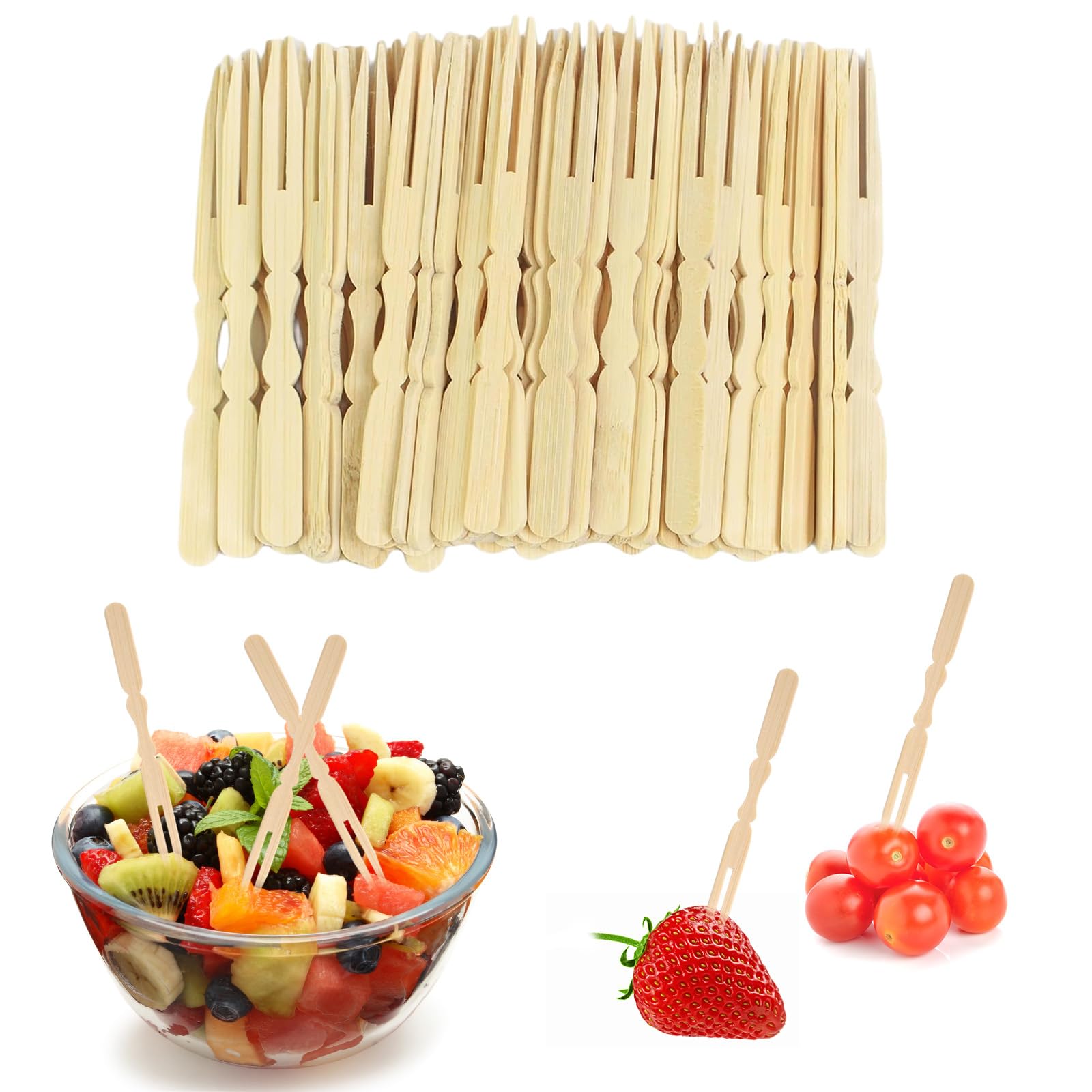 200 Forchette Di Legno USA E Getta - Forchetta Per Snack, Frutta, Feste, 100 Mm - Foto 9