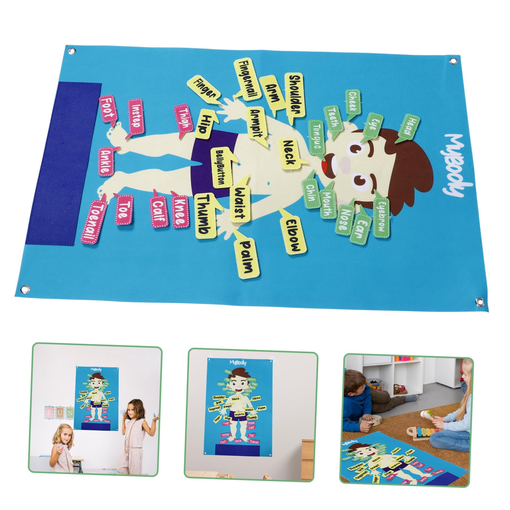 POPETPOP Tablero de Fieltro Grande para Actividades Preescolares Educativo Interactivo con Diseño de Cuerpo Humano Ligero y Portátil para Aprendizaje y Aula