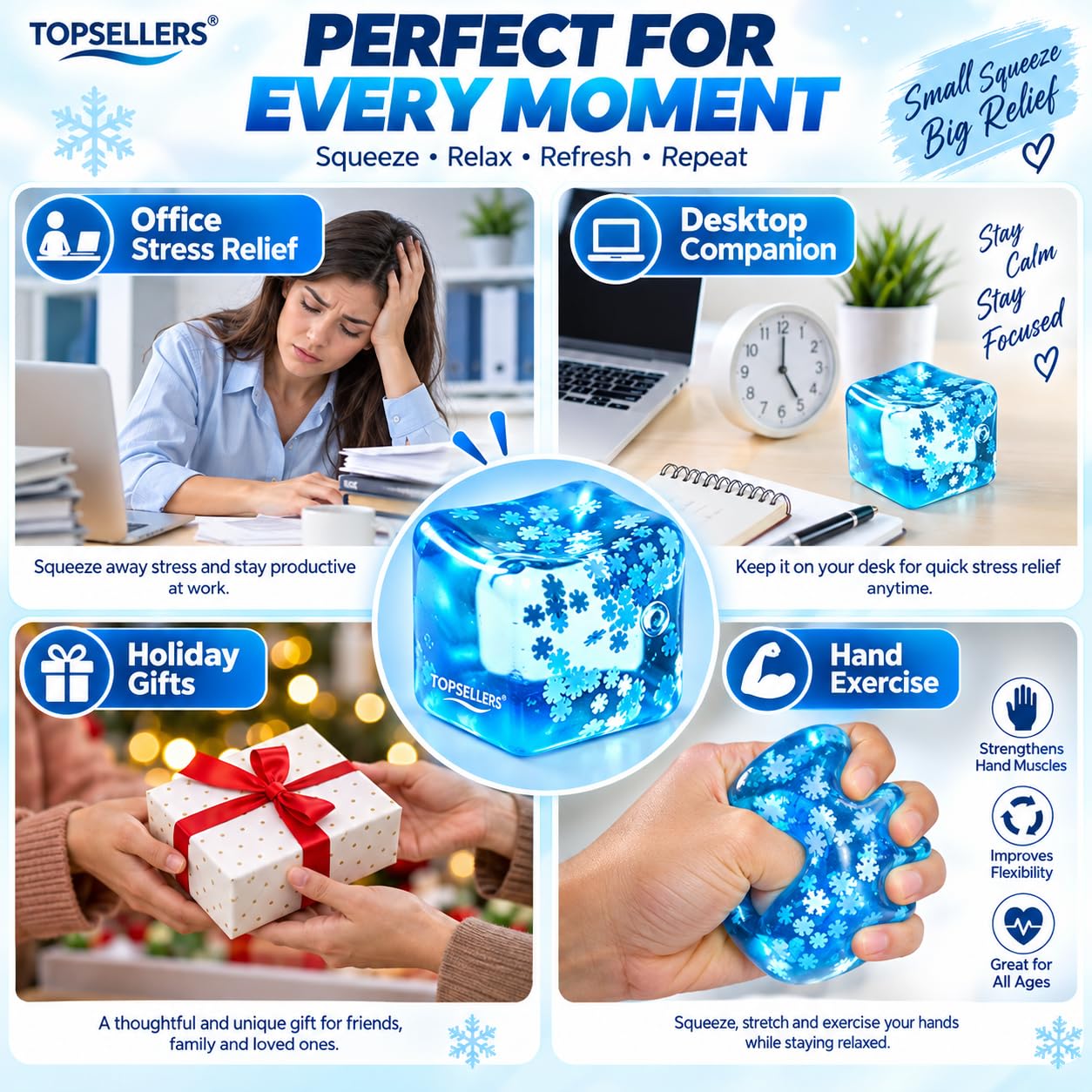 Ice Cube Stress Ball - Sensory Fidget Toy -7 Ice Cube Stress Ball - Sensory Fidget Toy -7