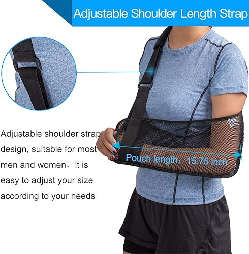 Miniatura 5 de Brazo de malla para el hombro, inmovilizador médico de hombro para la ducha, soporte de brazo ajustable para lesiones de puño rotador desgarrado,