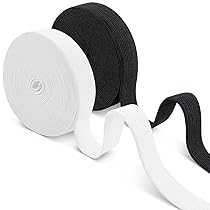 Romon Elastiche per Cucire, Due Rotoli in Bianco e Nero 20mm × 10m Fettuccia Elastica, Bande Lavorato a Maglia a Casa Artigianato Fai-da-Te, Ampio Nastro Elastici