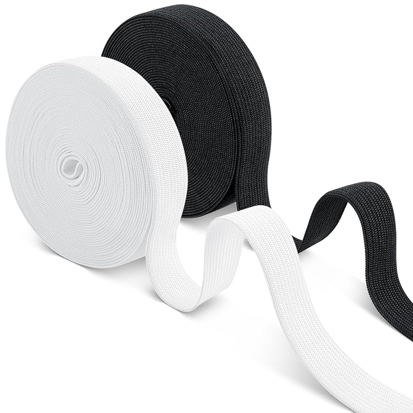 Romon Elastiche per Cucire, Due Rotoli in Bianco e Nero 20mm × 10m Fettuccia Elastica, Bande Lavorato a Maglia a Casa Artigianato Fai-da-Te, Ampio Nastro Elastici