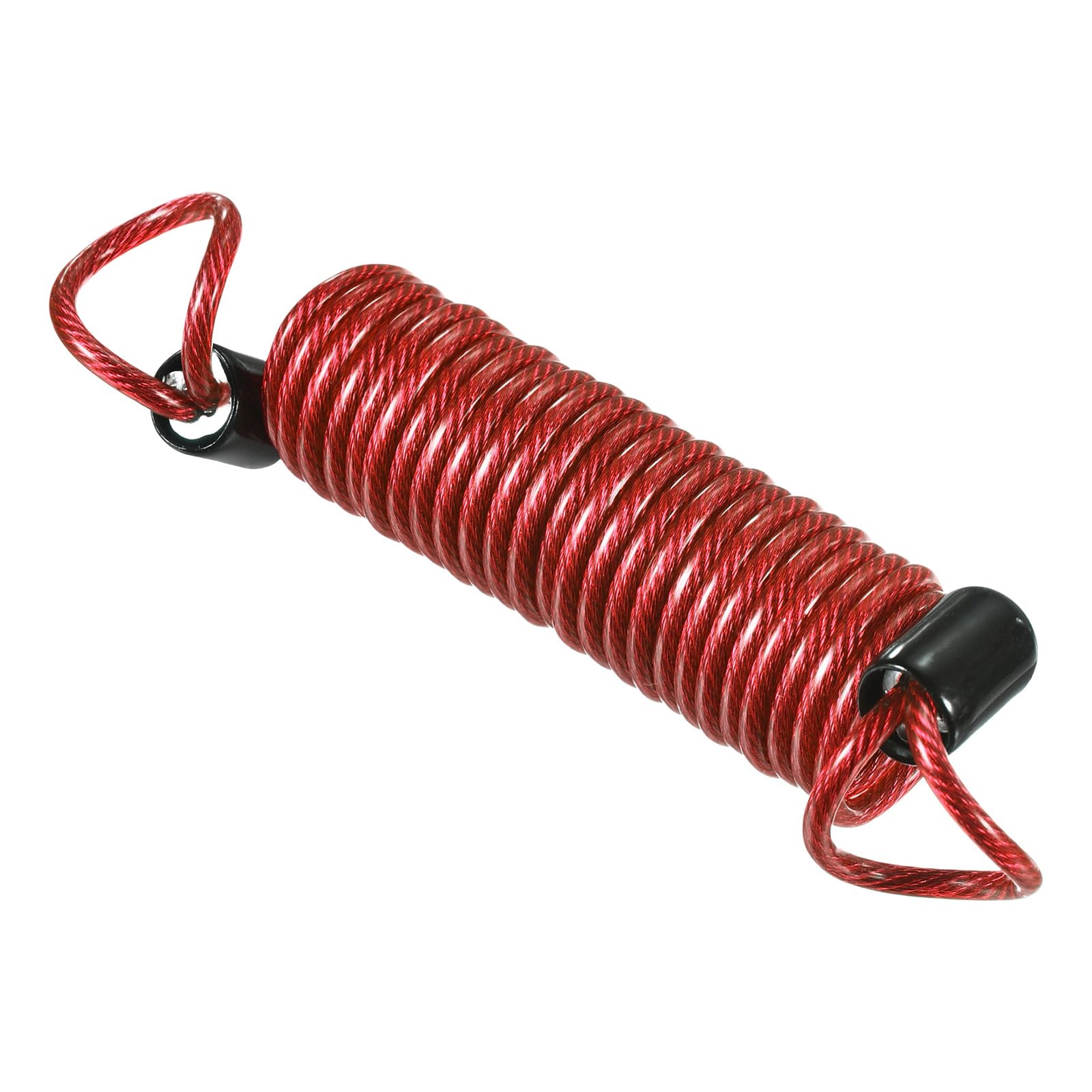 sourcing map Disc Security Steel Cable Lock, Safety Cable Flexible Wire Rope Luggage Lock 5feet 2.5mm Vinyl Coated Braided Steel with Double Loop for Bike Bicycle U-Lock Padlock Red
