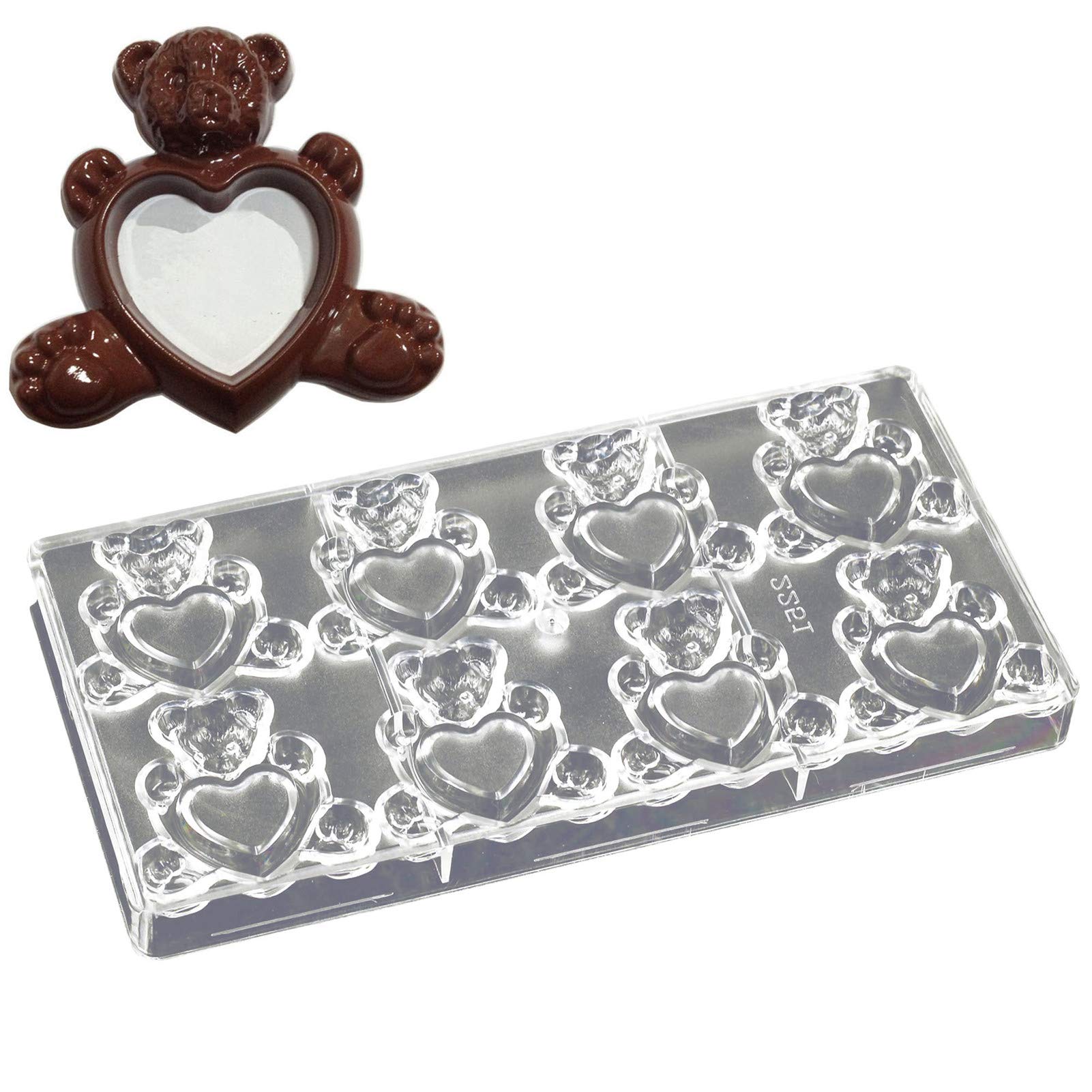 DUBENS 3D Bear Shape Love Valentine's Day Polycarbonate Chocolate Mould Candy Pudding Jelly Mould Pastry Baking Confectionery Tools