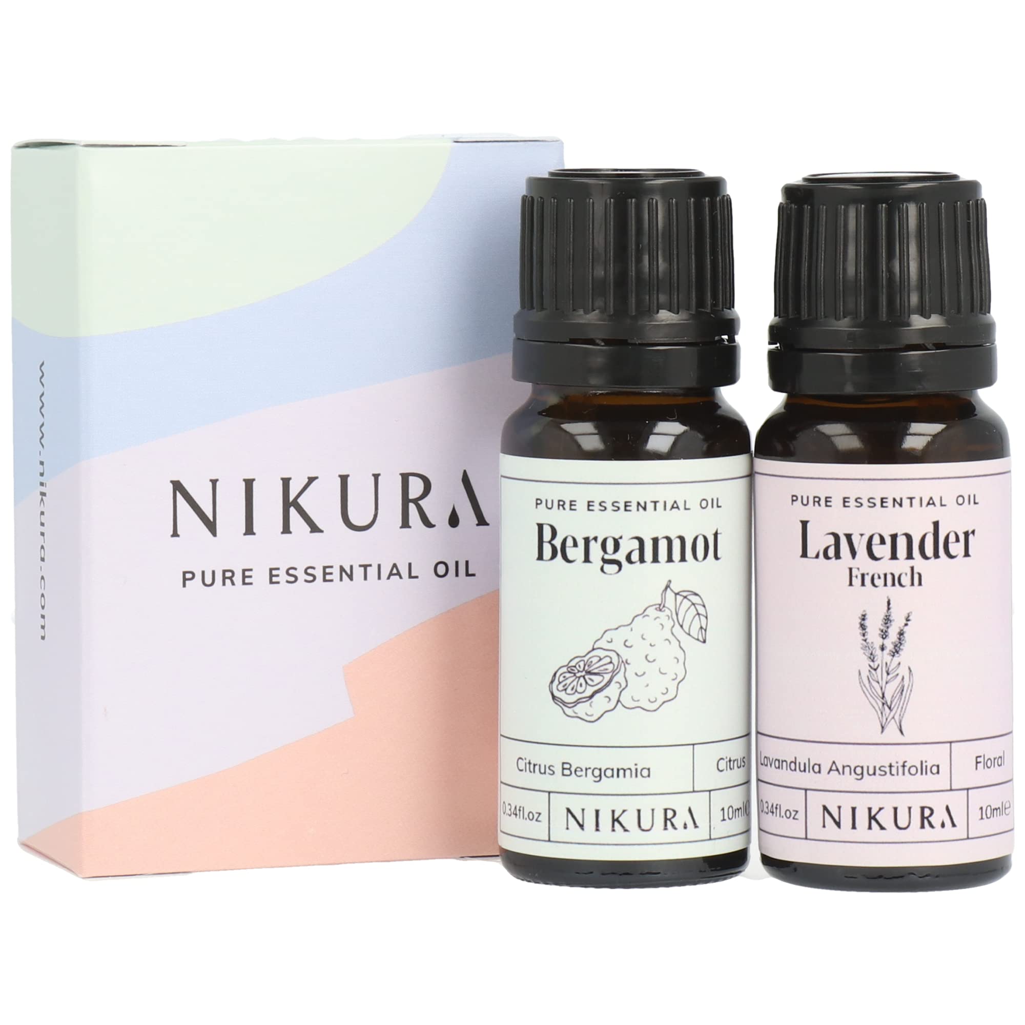 Nikura Bergamot & Lavender Essential Oil Set - 2 x 10ml, 20 ml (Pack of 1)