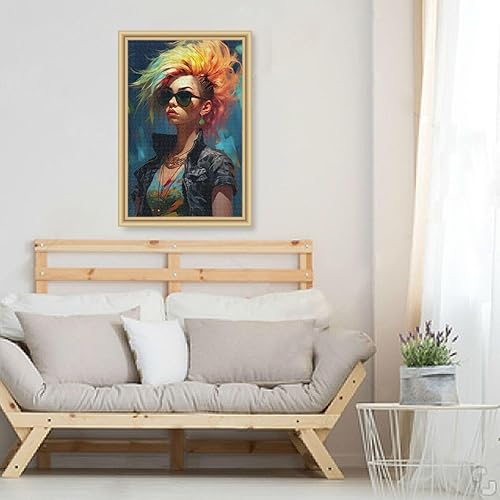 Miniatura 6 de Rompecabezas Cool Rock Girl de 500 piezas para adultos, rompecabezas educativos de aprendizaje, juguetes familiares difíciles y desafiantes con