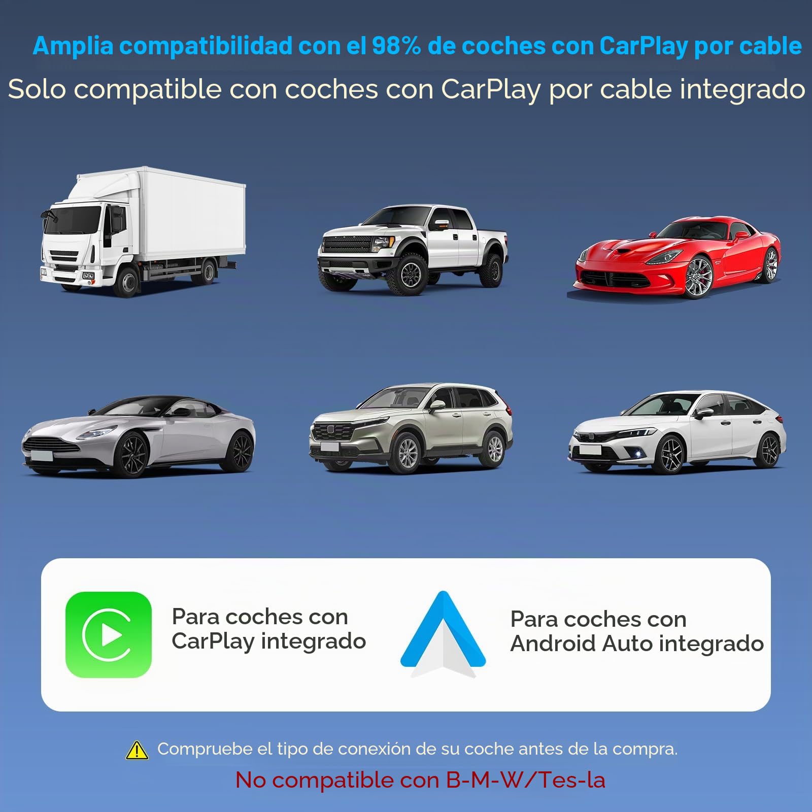 MYPIN Adaptador CarPlay Inalámbrico 3 en 1, Convertidor USB A/C para CarPlay y Android Auto, Compatible con iPhone iOS 10+/Android