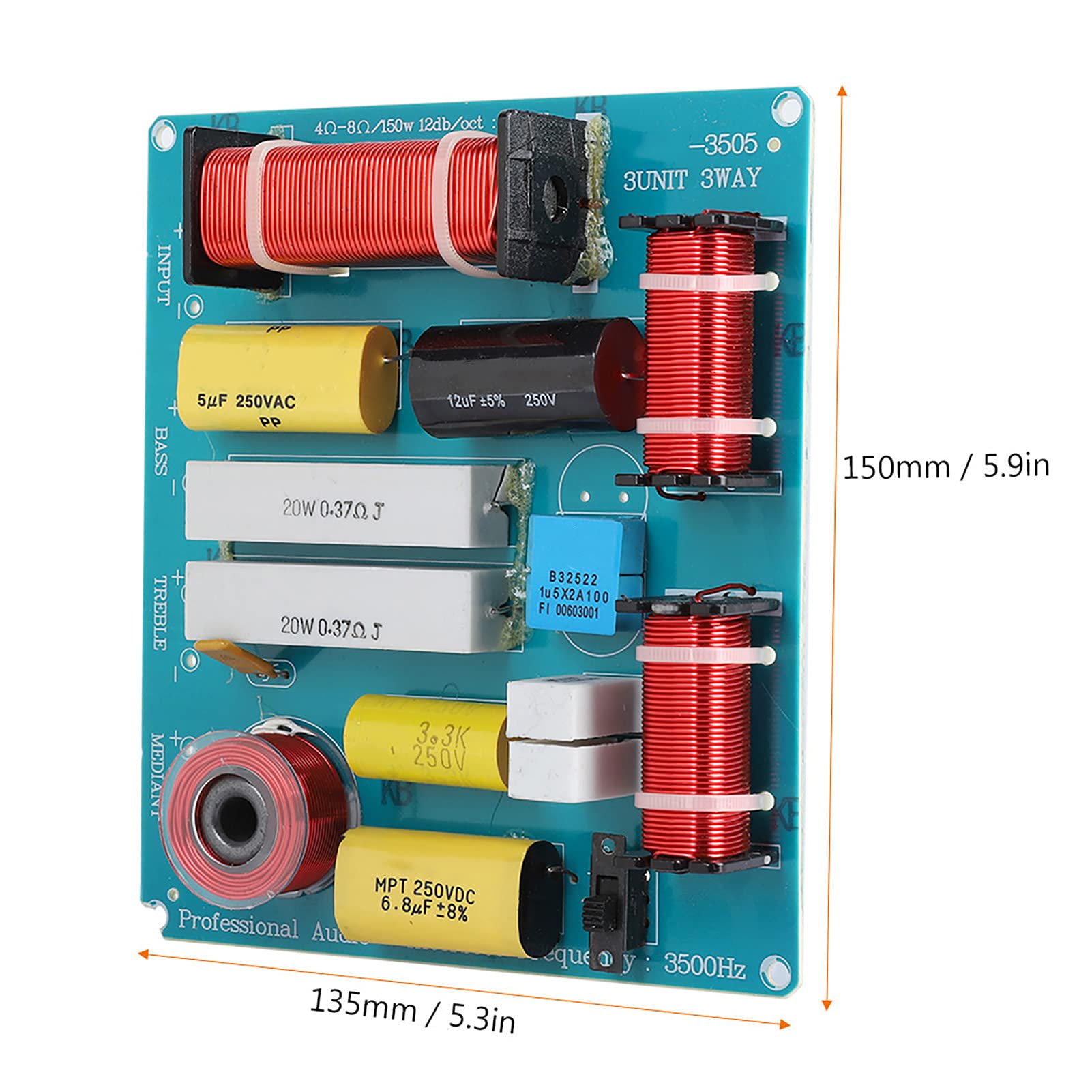 Ouitble Speaker Frequency Splitter 3-Way Crossover Audio Frequency Divider 350 W for DIY KTV Stage Speaker - Image 4