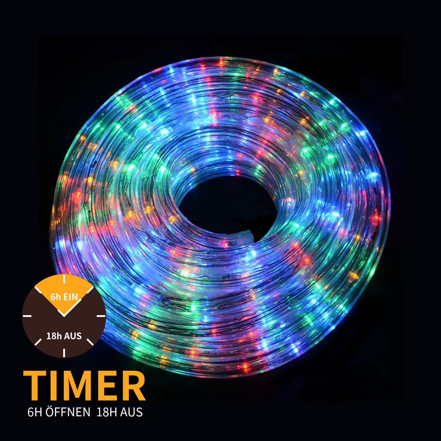 Gresonic Tubo luminoso con 400 LED, 20 m, per esterni, con corrente, 8 modalità (blu colorato, 400 LED)