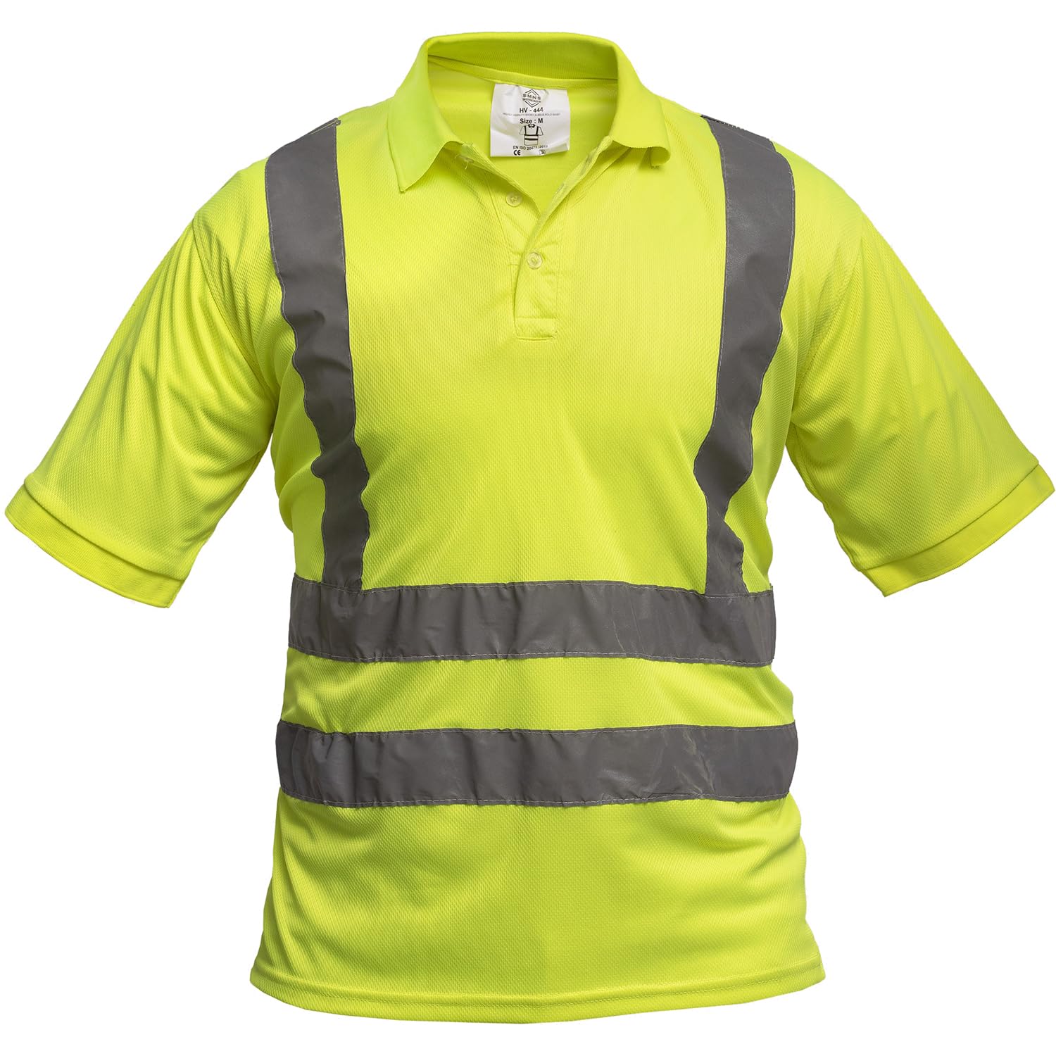 SMNS Hi Viz High Visibilty Polo Shirts Short Sleeve Workwear Security Safety Reflective Tape Shirts Work Utility & Safety Tops Yellow Orange Navy Small to 3XL (2XL, Yellow)