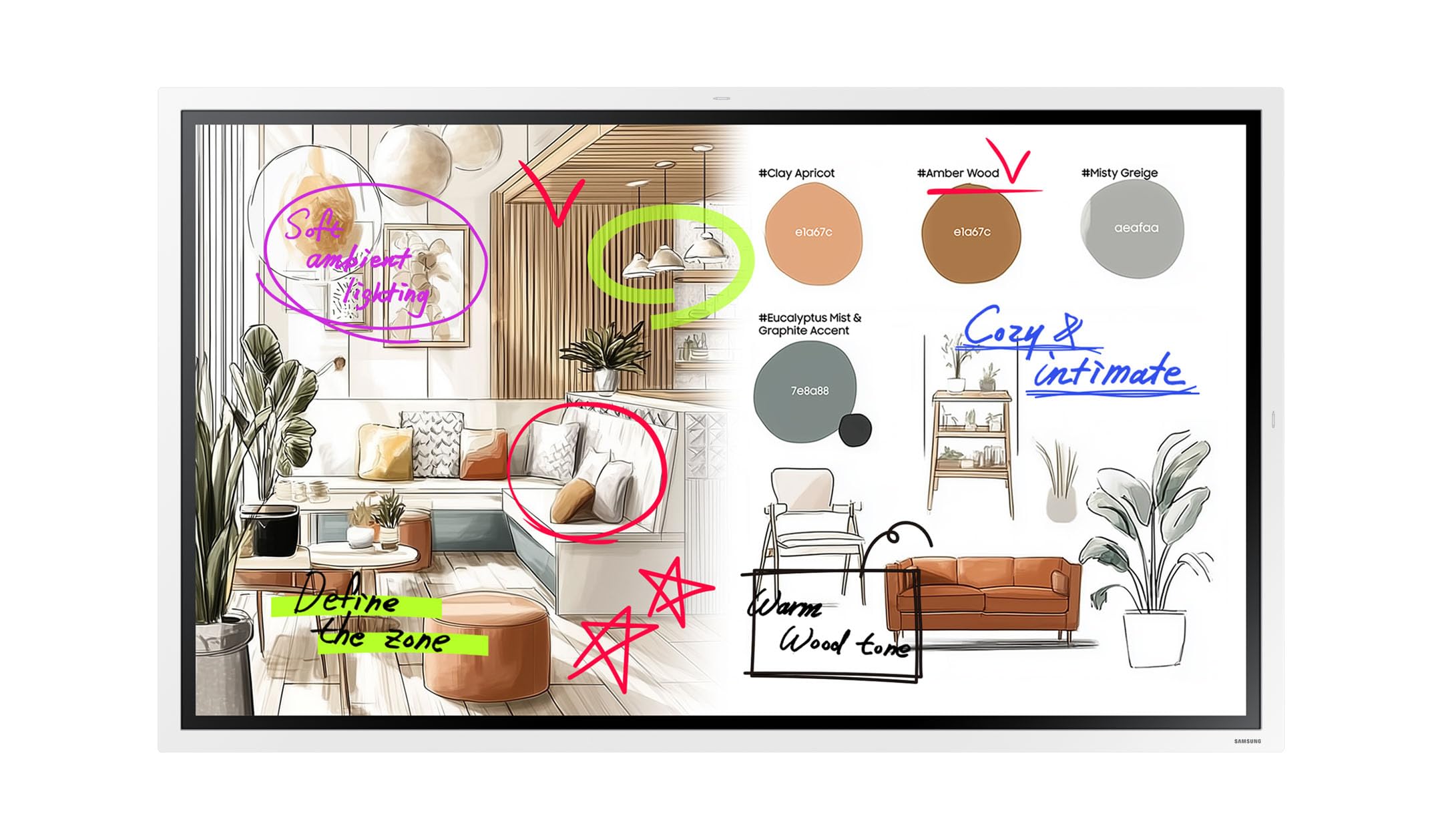 Samsung Flip WM85FX Pantalla LCD interactiva 85 pulgadas 4K UHD (3840 x 2160), contraste 4000:1, tiempo de respuesta táctil 6,7 ms