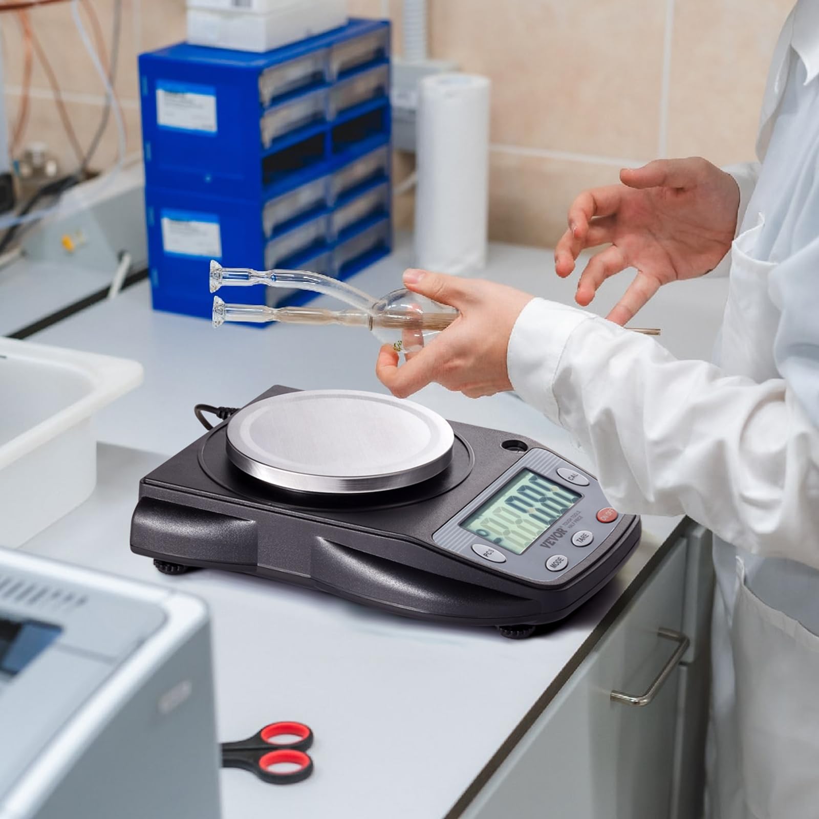 VEVOR Bilancia Analitica Bilancia da Laboratorio, Precisione 600g x 0,01g Bilancia Elettronica Analitica Digitale per Cucina Gioielleria Industria, Bilancia con 6 Conversioni di Unità, Laboratorio