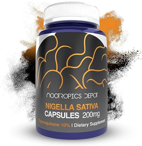 Nootropics Depot Cápsulas de extracto de Nigella Sativa  200 mg  60 unidades  Contenido mínimo del 10% de timoquinona  Extracto de aceite de semilla